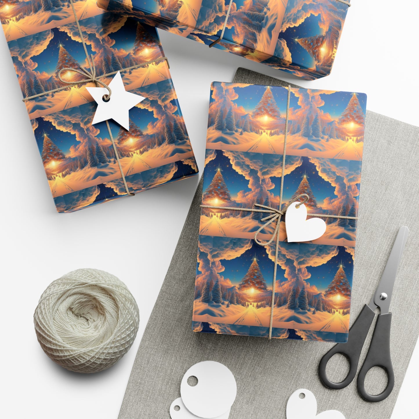 Christmas Tree in the Bright Clouds - Gift Wrapping Paper