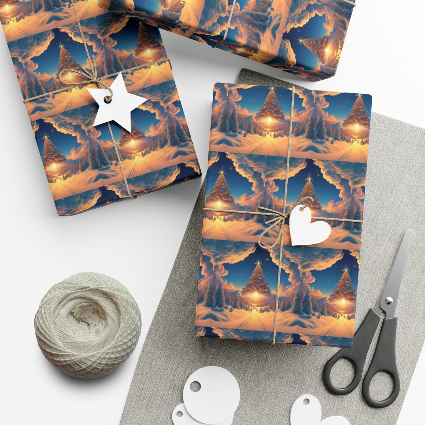 Christmas Tree in the Bright Clouds - Gift Wrapping Paper