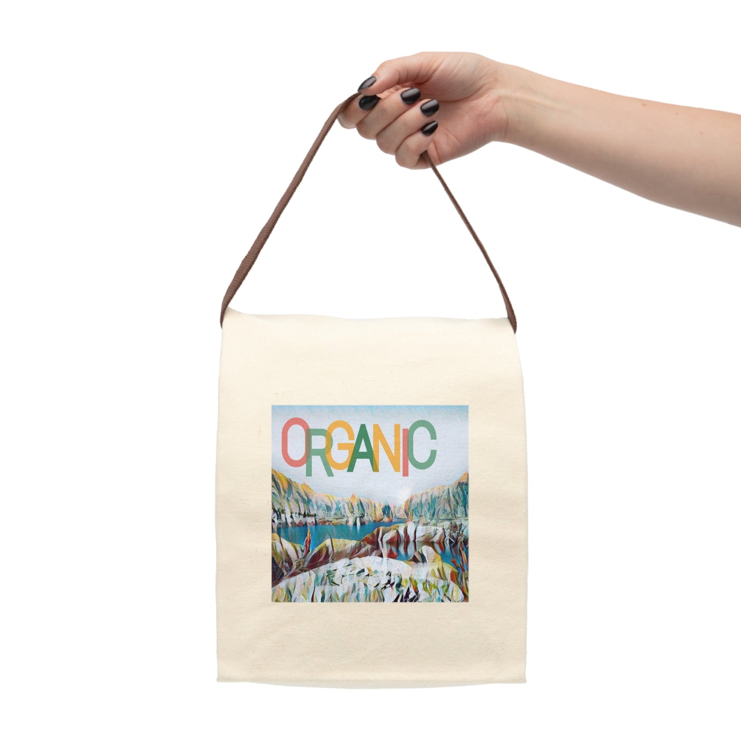 Organic Cotton Canvas Fabric Lunch Bag With Strap