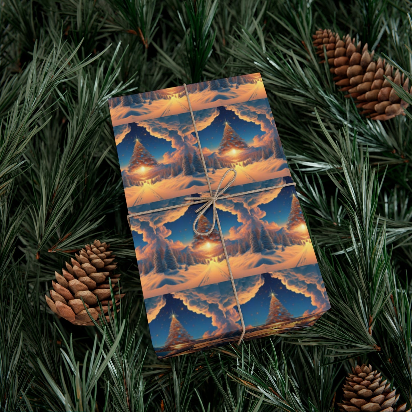 Christmas Tree in the Bright Clouds - Gift Wrapping Paper