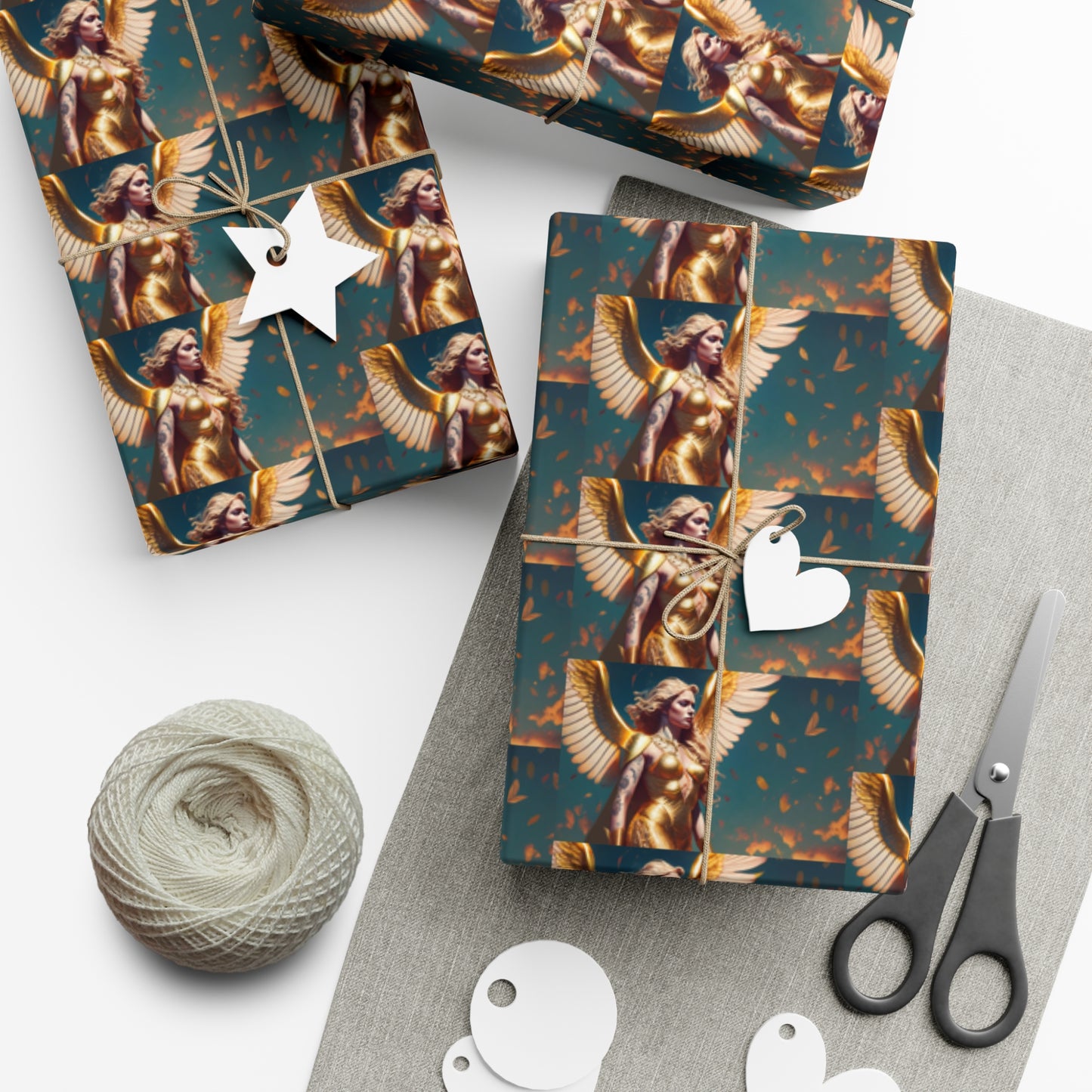 Golden Leaf Angel - Gift Wrapping Paper