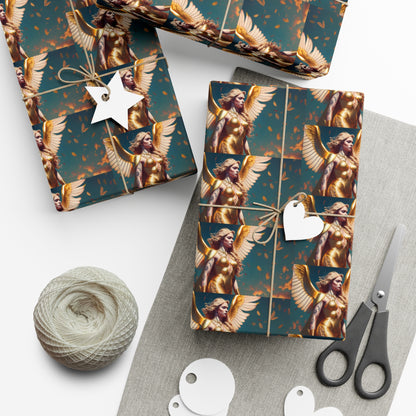 Golden Leaf Angel - Gift Wrapping Paper