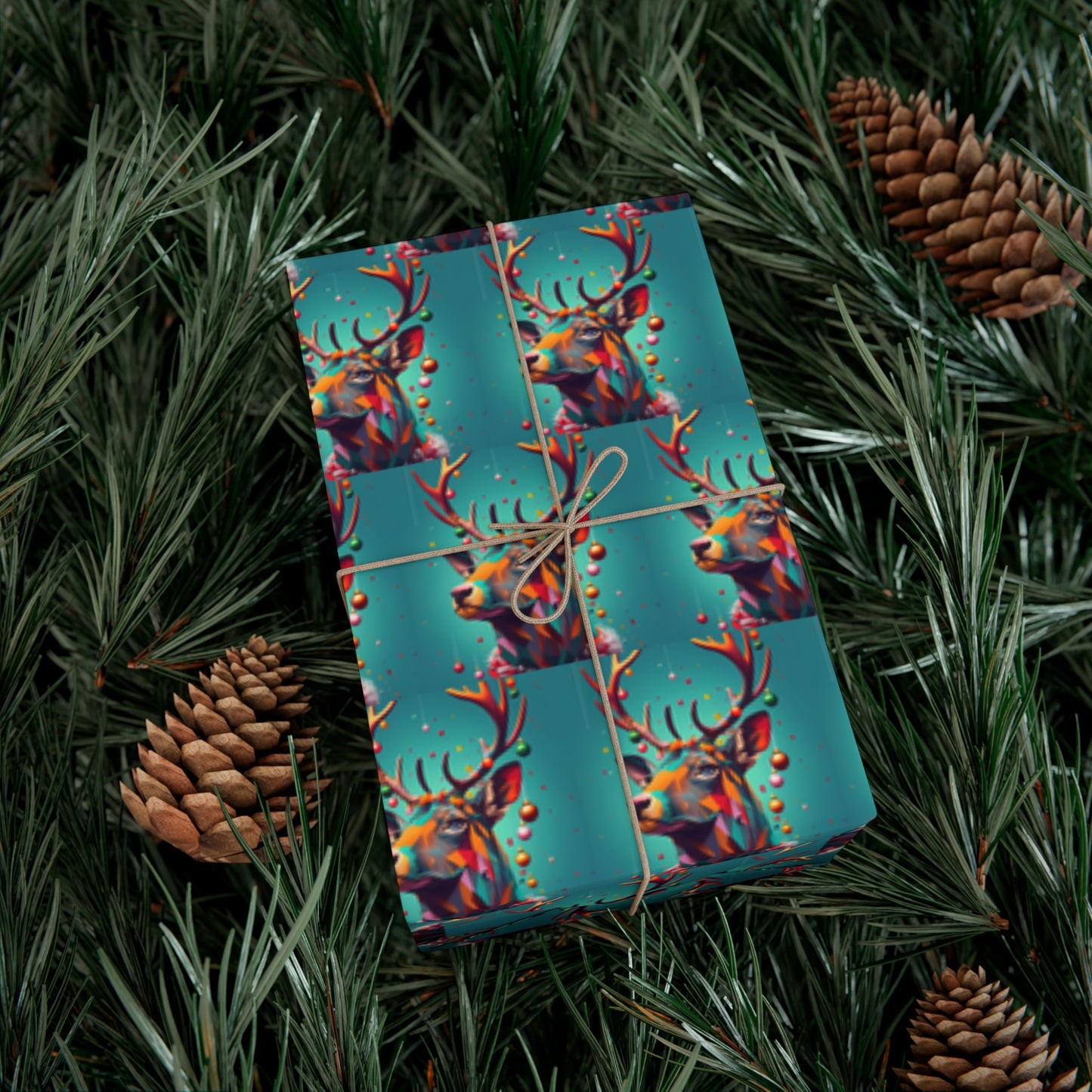 Geometric Reindeer Gift Wrapping Paper