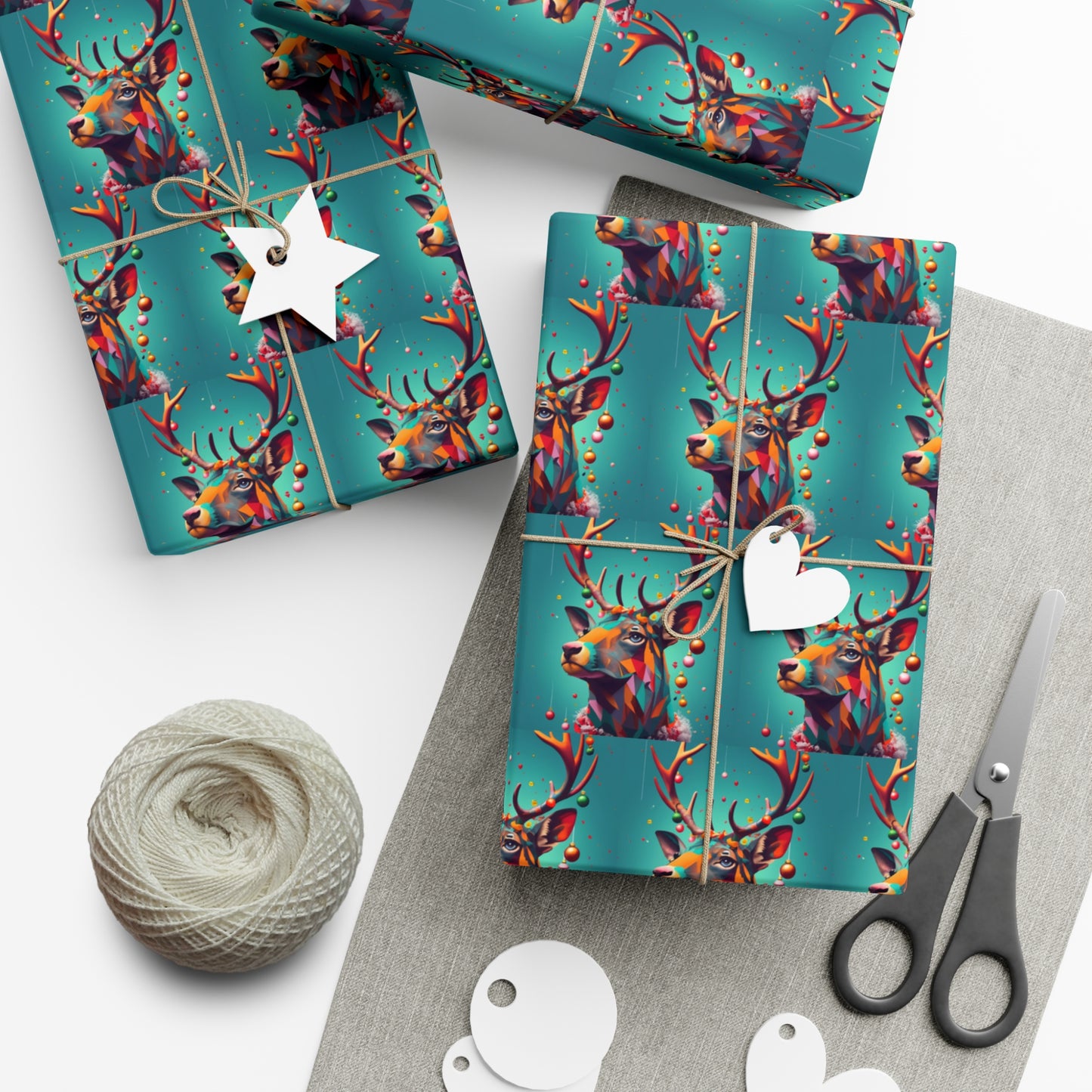 Geometric Reindeer Gift Wrapping Paper