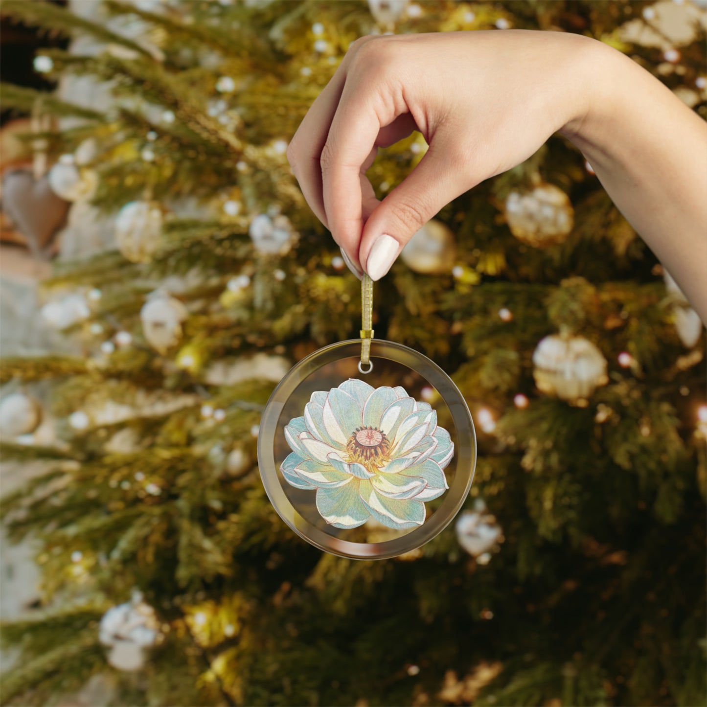 White Flower - Glass Ornaments