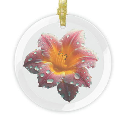 Pink and Gold Flower - Glass Ornaments