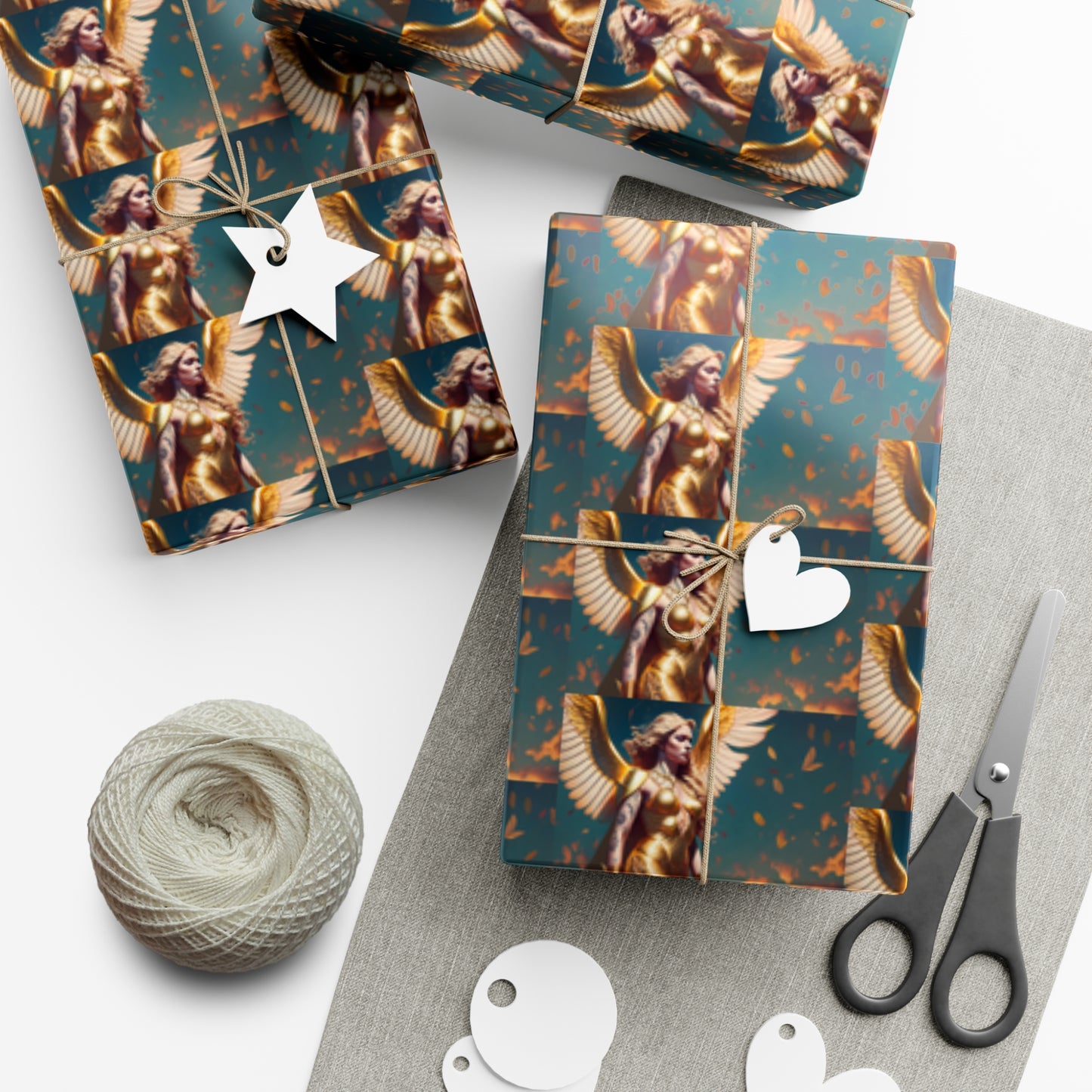 Golden Leaf Angel - Gift Wrapping Paper