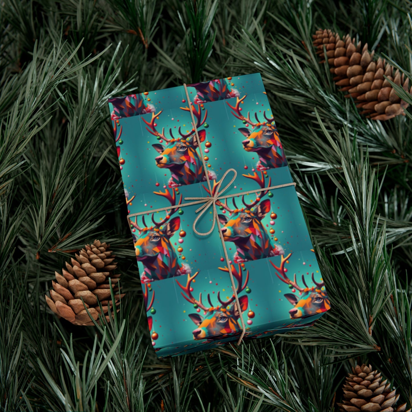 Geometric Reindeer Gift Wrapping Paper