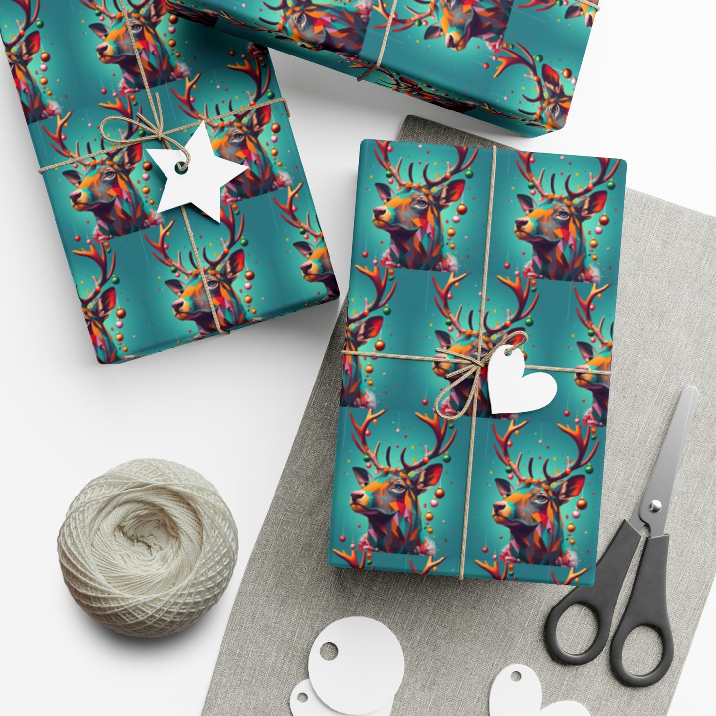 Geometric Reindeer Gift Wrapping Paper