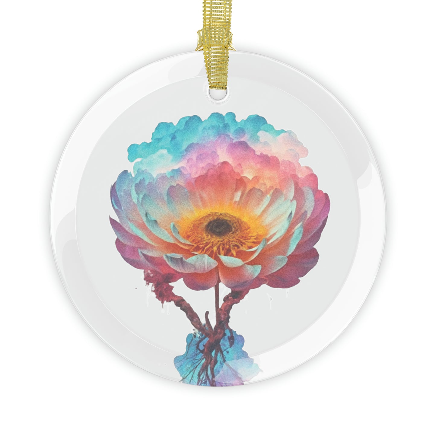 Pink Flower in the Clouds - Glass Ornaments