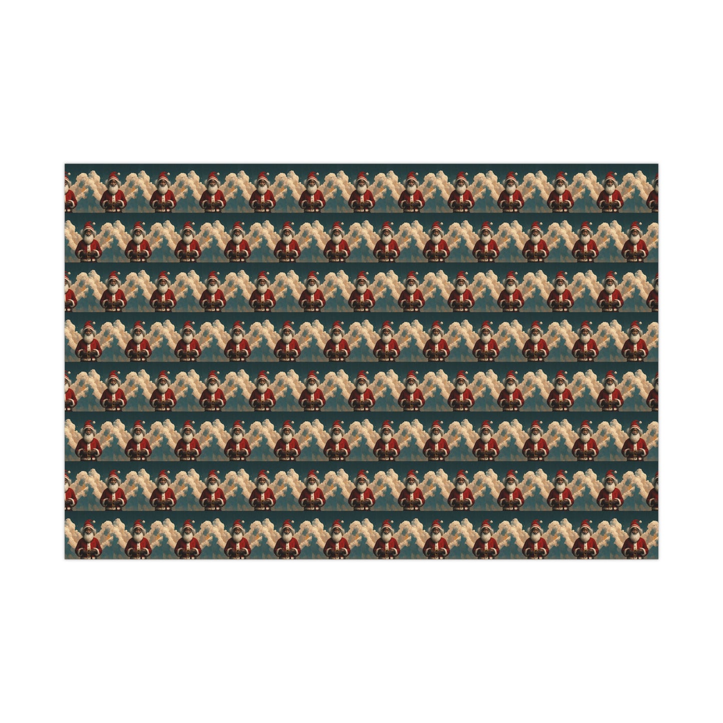 Black Santa with Cloud Wings - Gift Wrapping Paper