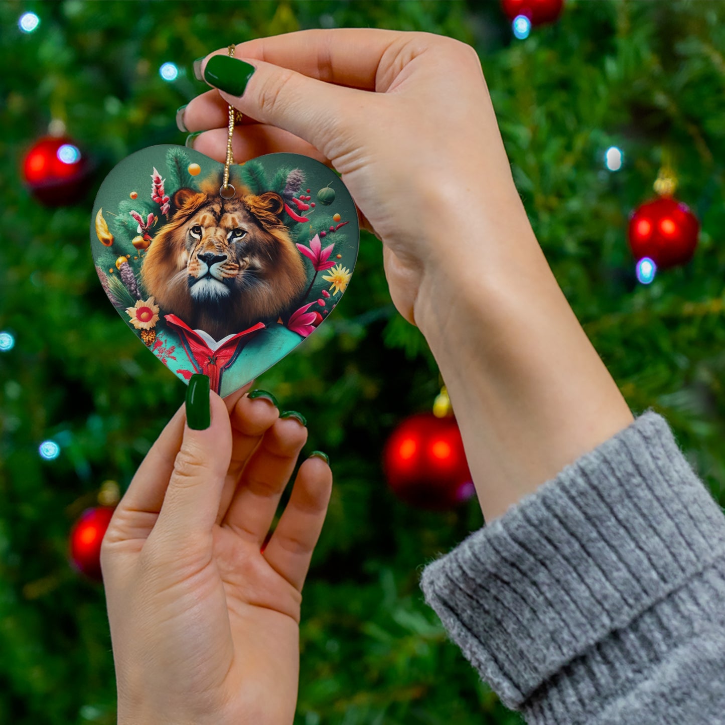 Lion's Holiday - Ceramic Ornament