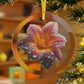 Pink and Gold Flower - Glass Ornaments