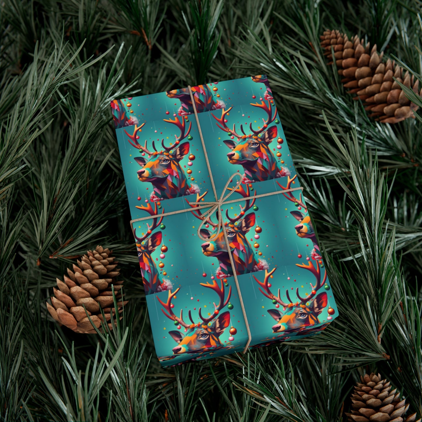 Geometric Reindeer Gift Wrapping Paper