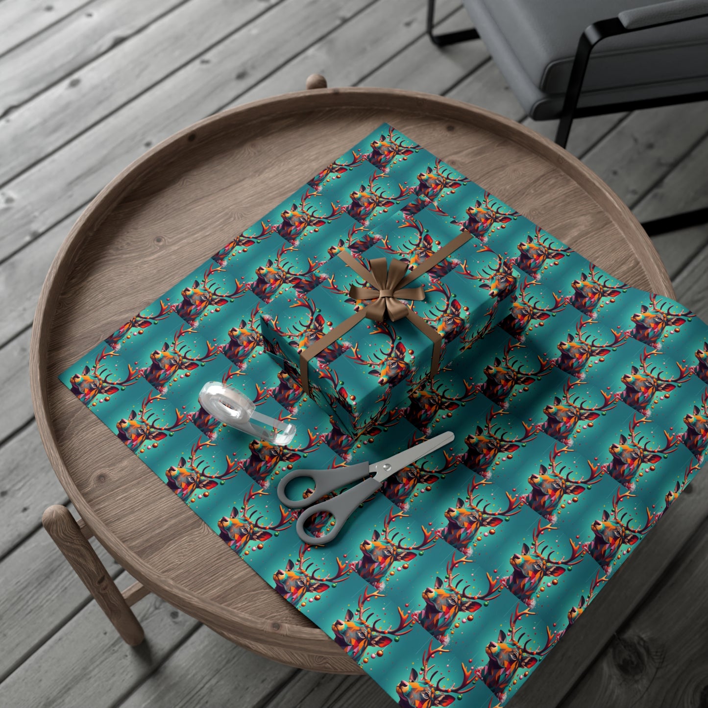 Geometric Reindeer Gift Wrapping Paper