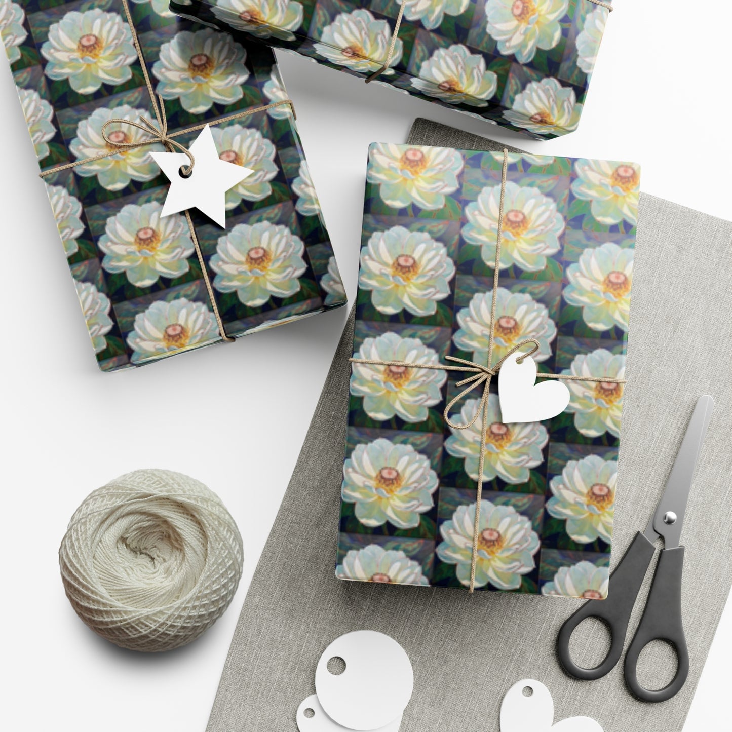 White Iridescent Flower - Gift Wrapping Paper