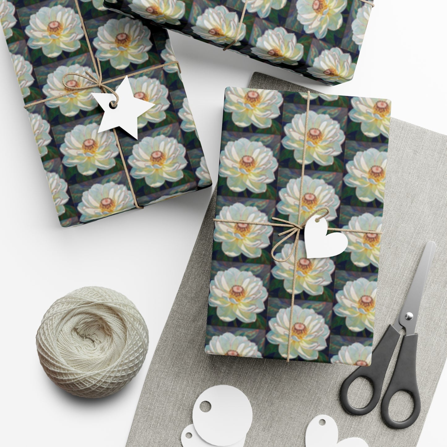 White Iridescent Flower - Gift Wrapping Paper