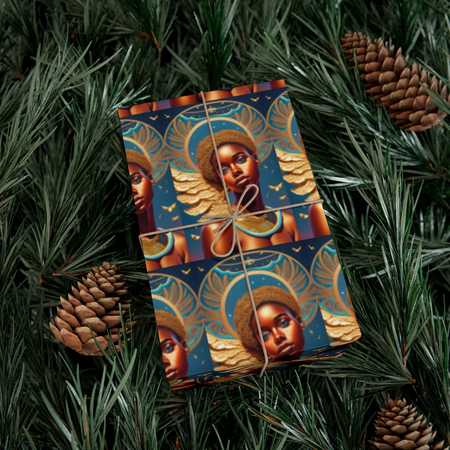 Teal Haloed Angel - Gift Wrapping Paper