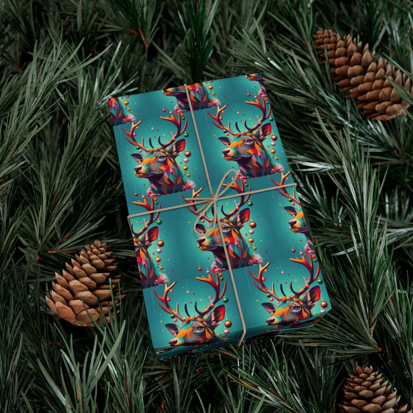 Geometric Reindeer Gift Wrapping Paper