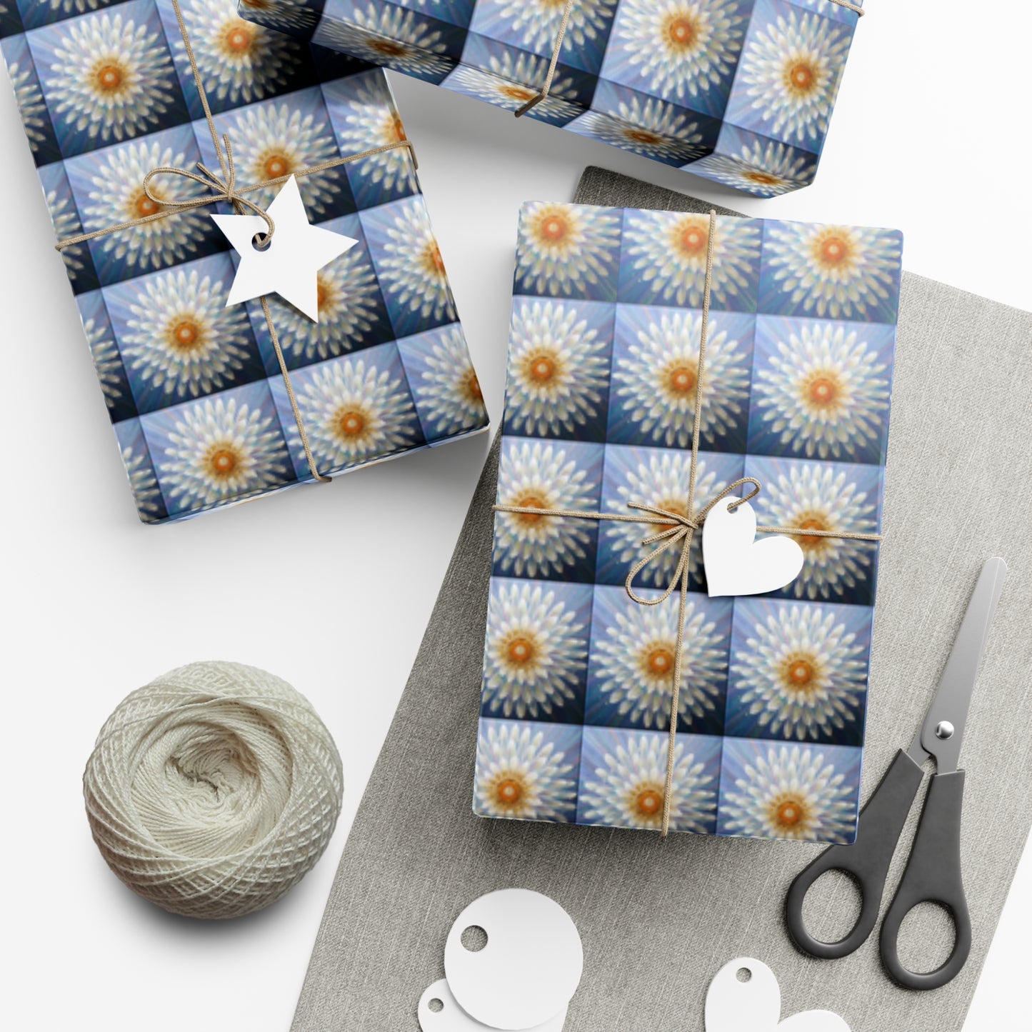 White Painted Flower Gift Wrapping Paper