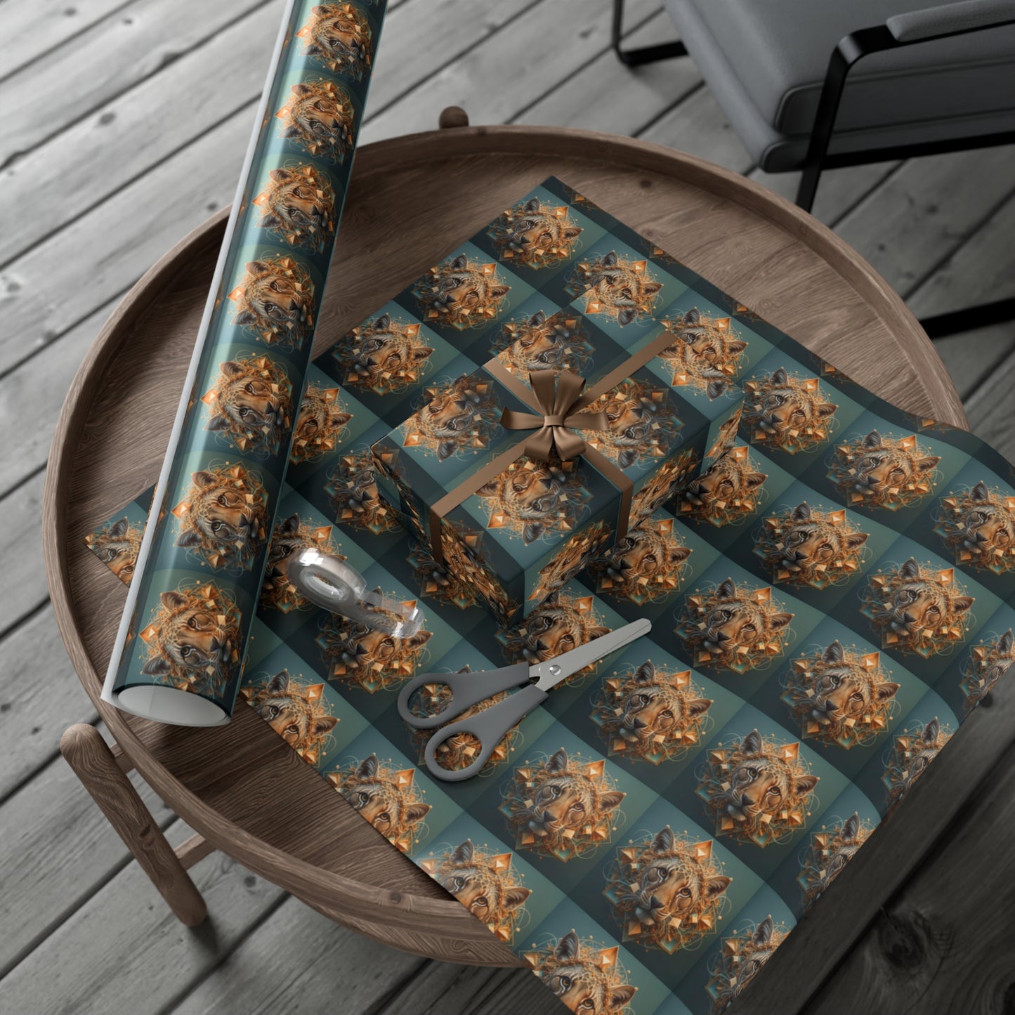 Divine Geometric Lion - Gift Wrapping Paper