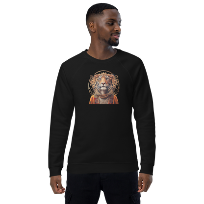 Lion in Golden Orange - Unisex Organic Raglan Sweatshirt