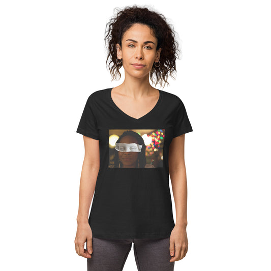 Stone Eyed Lady Women’s fitted v-neck t-shirt